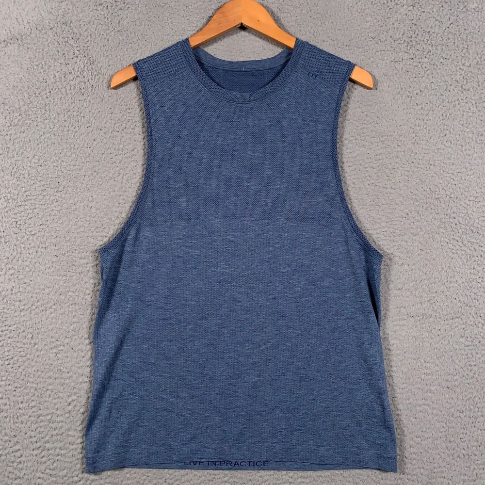 Lululemon Metal Vent Tech Tank Top Men's Medium M Blue Heathered Athletic Gym